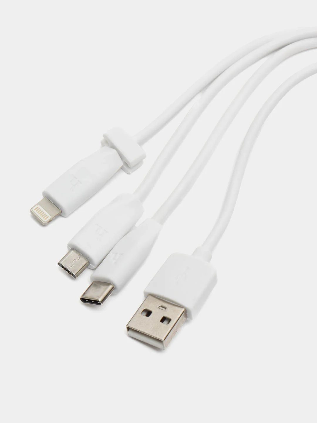 Кабель USB Hoco X1 3 в 1 (lightning+Micro+Type-C) 1M, белый