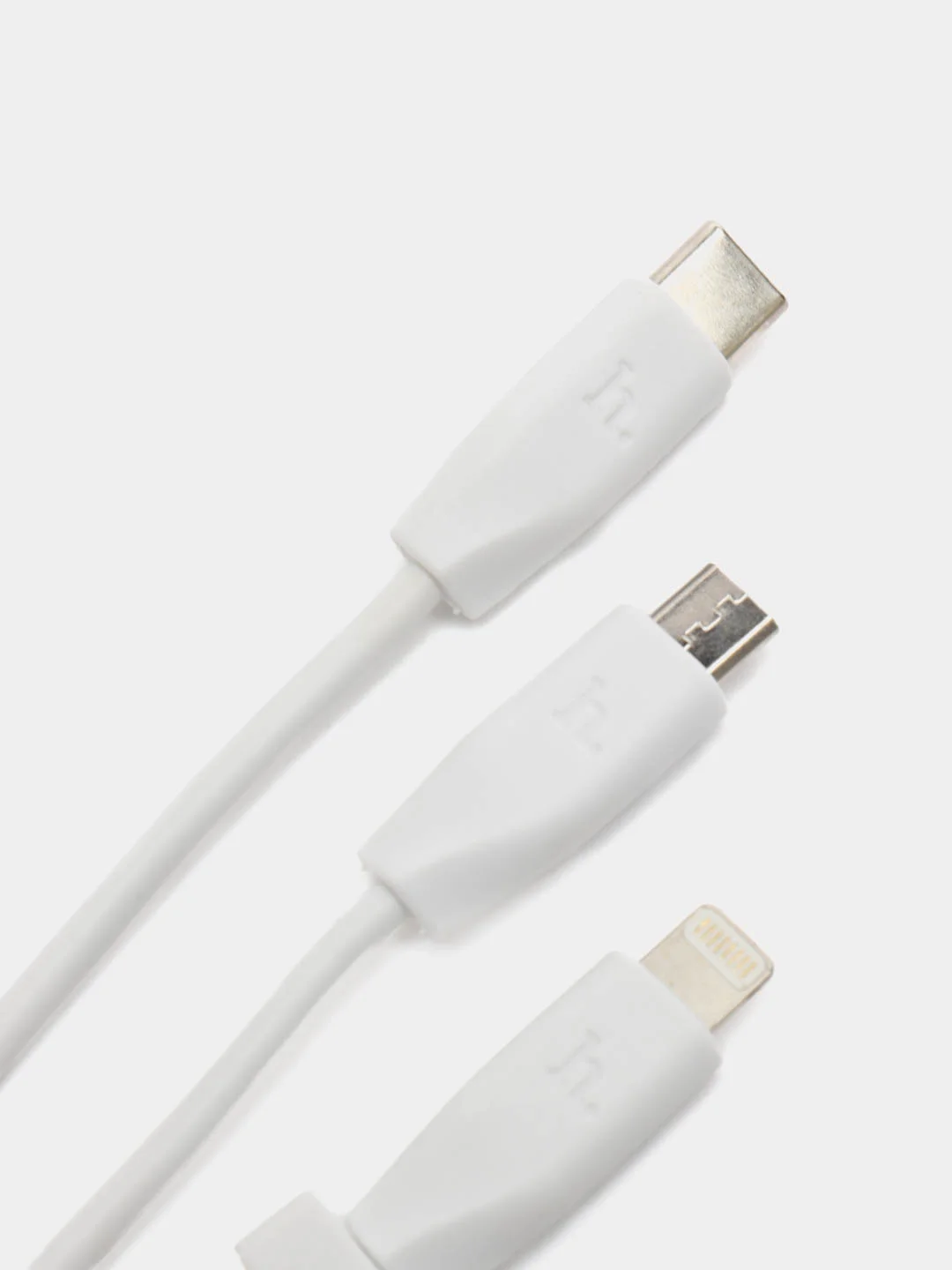 Кабель USB Hoco X1 3 в 1 (lightning+Micro+Type-C) 1M, белый