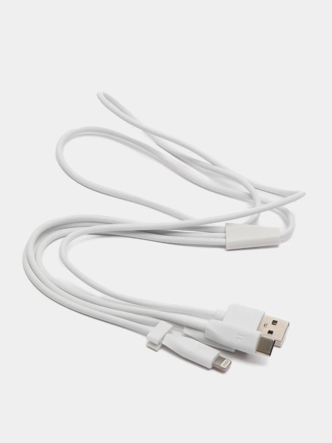 Кабель USB Hoco X1 3 в 1 (lightning+Micro+Type-C) 1M, белый