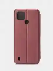 Бордовый чехол-книжка для Realme C 21 / C21 / Реалми С 21 / C21, экокожа