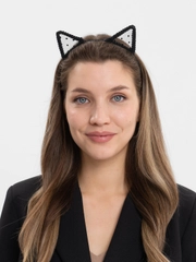 Ободок черный, ушки кошки аниме