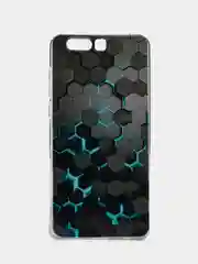 Бирюзовый силиконовый чехол на Huawei Honor 9 / Хонор 9 прозрачный, с рисунком, защита камеры