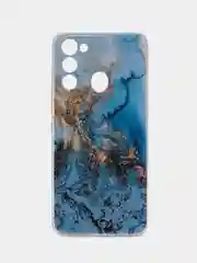 Голубой чехол на Tecno Spark Go 2022/8C/9 / Текно Спарк Гоу 2022/8С/9 прозрачный, с рисунком