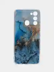 Голубой чехол на Tecno Spark Go 2022/8C/9 / Текно Спарк Гоу 2022/8С/9 прозрачный, с рисунком