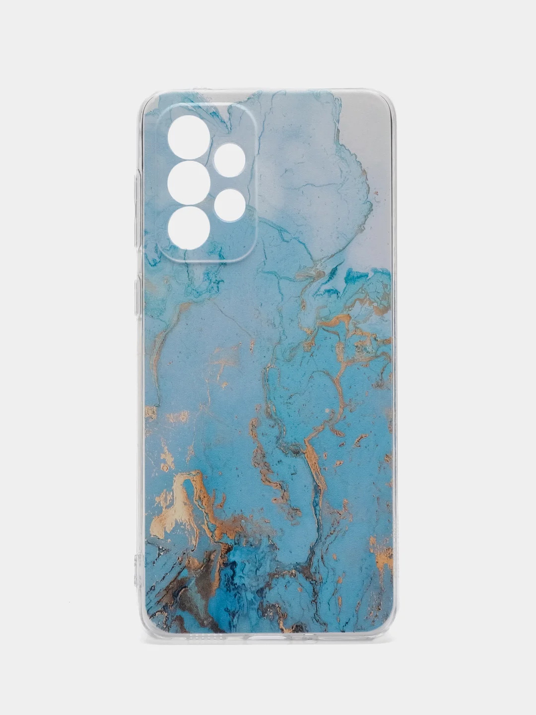 Светло-синий чехол на Samsung Galaxy A33 5G / Галакси А33 5G прозрачный, с рисунком, защита камеры