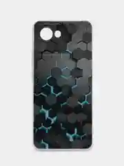 Бирюзовый силиконовый чехол на Realme C30 / Реалми С30 прозрачный, с рисунком, защита камеры