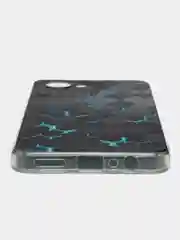 Бирюзовый силиконовый чехол на Realme C30 / Реалми С30 прозрачный, с рисунком, защита камеры