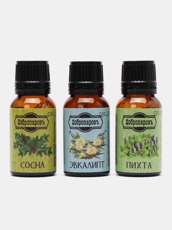 Набор эфирных масел эвкалипт, пихта, сосна, "Добропаровъ" микс, 3 штуки по 17 мл