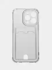 Чехол для iPhone (от X/XS до 14 Pro Max), прозрачный, с карманом для карт