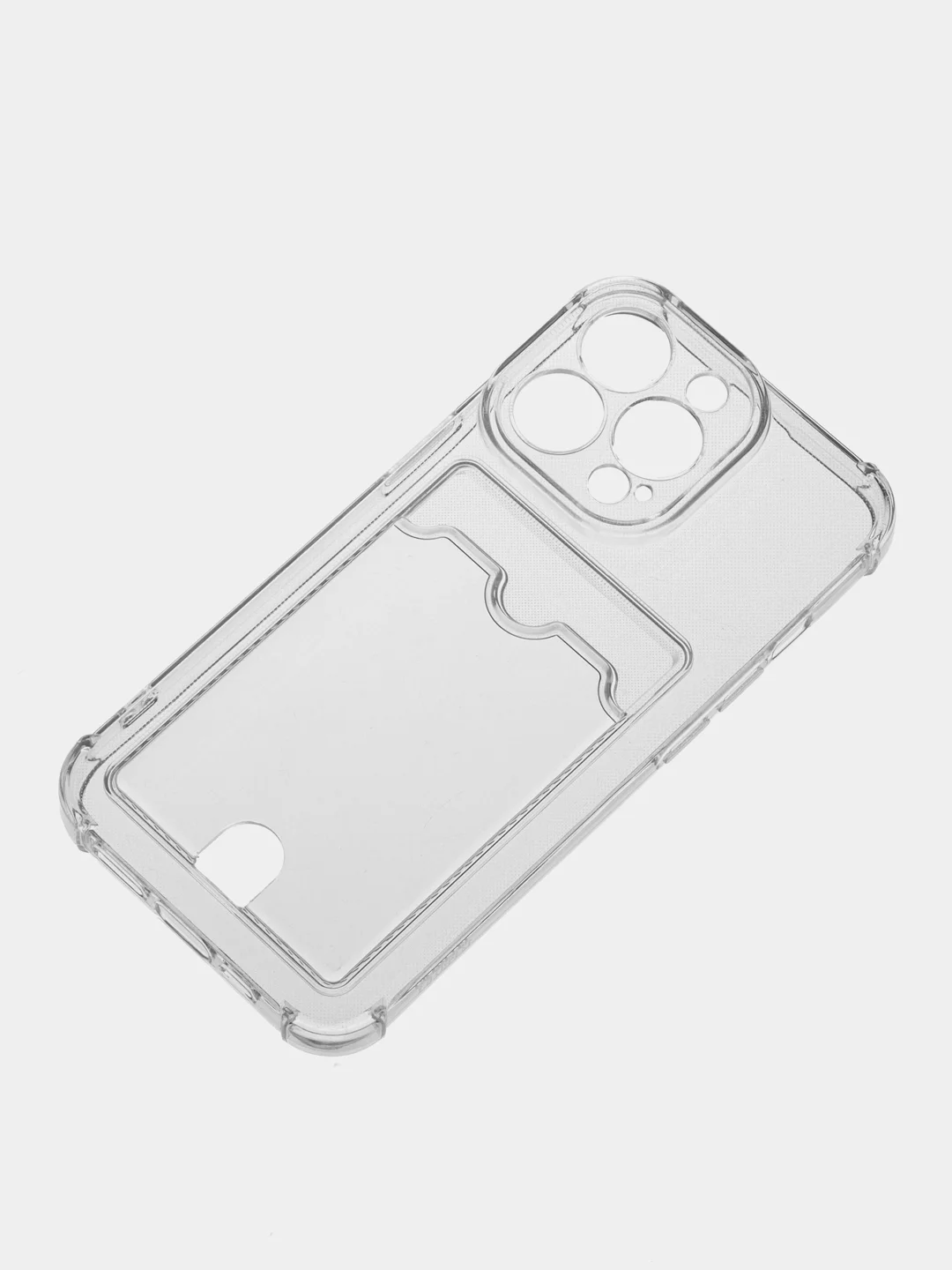 Чехол для iPhone (от X/XS до 14 Pro Max), прозрачный, с карманом для карт