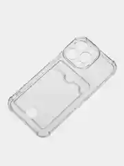 Чехол для iPhone (от X/XS до 14 Pro Max), прозрачный, с карманом для карт