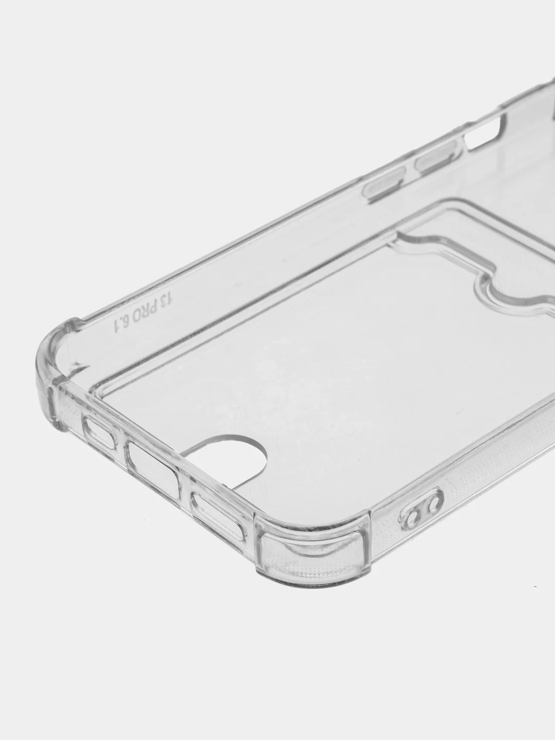 Чехол для iPhone (от X/XS до 14 Pro Max), прозрачный, с карманом для карт