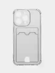 Чехол для iPhone (от X/XS до 14 Pro Max), прозрачный, с карманом для карт