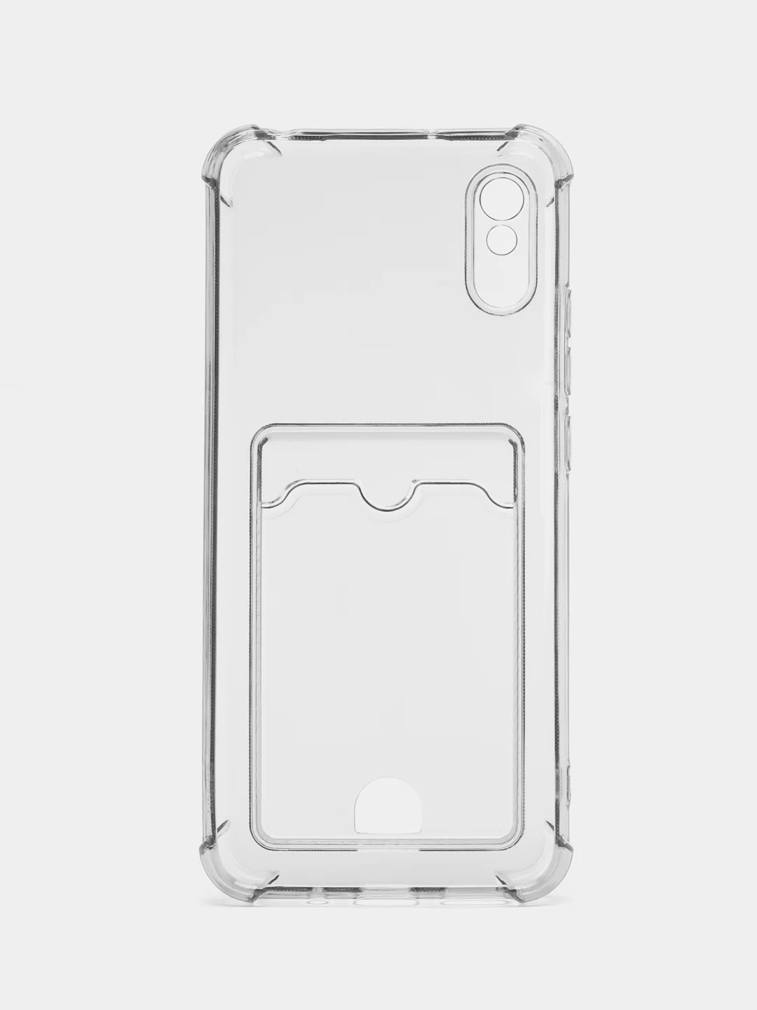 Черный чехол для Xiaomi Redmi 9A, Сяоми Редми 9А прозрачный, с карманом для карты