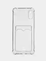 Черный чехол для Xiaomi Redmi 9A, Сяоми Редми 9А прозрачный, с карманом для карты