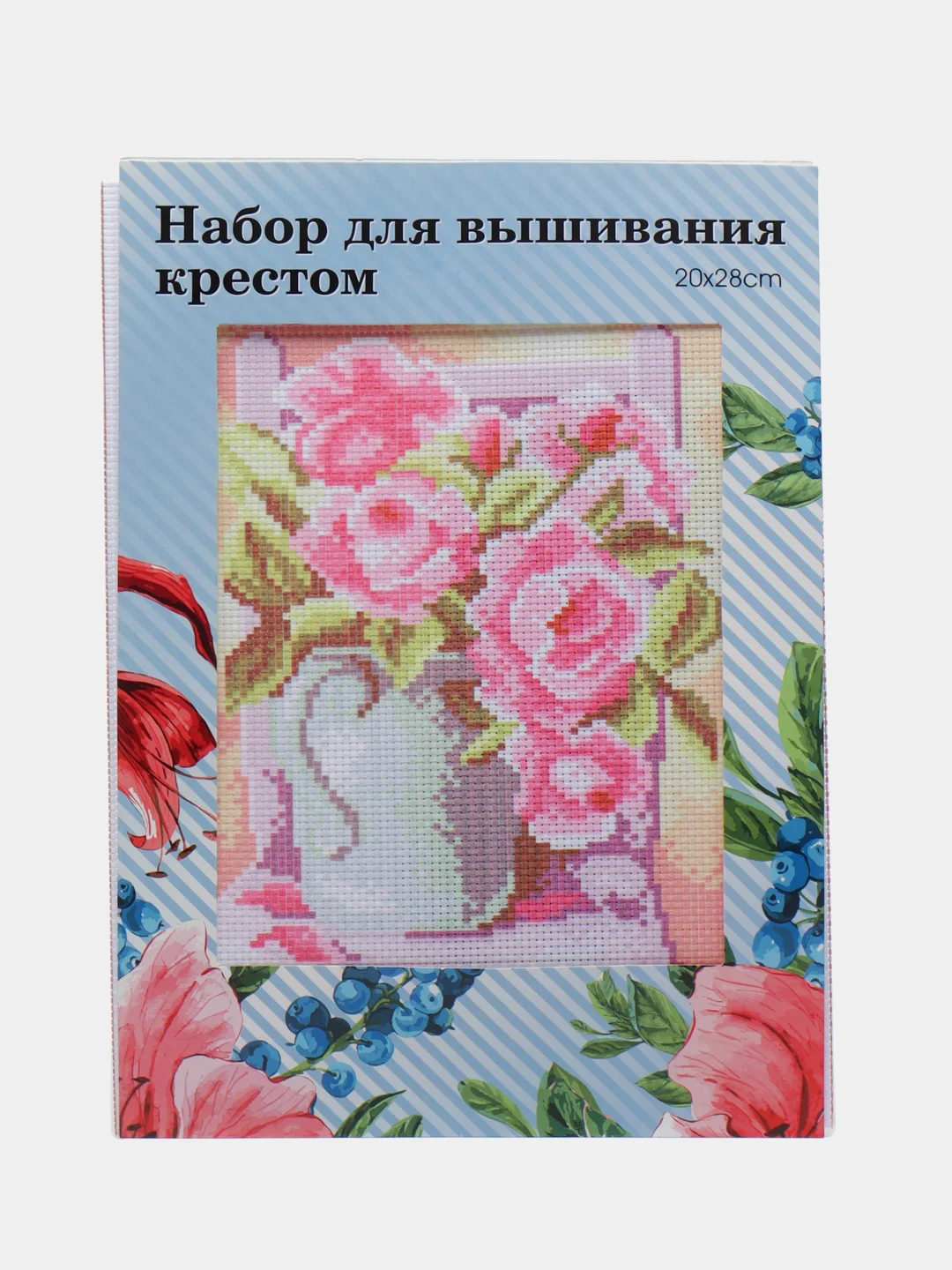 Кораллово-розовый вышивка крестом, 20х28