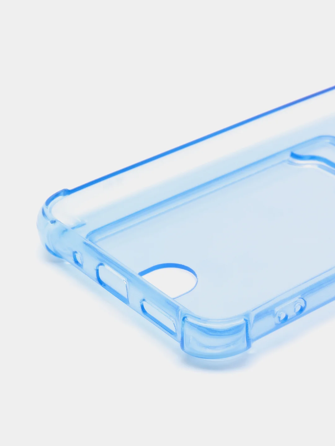 Голубой чехол для Xiaomi Redmi 9A, Сяоми Редми 9А прозрачный, с карманом для карты