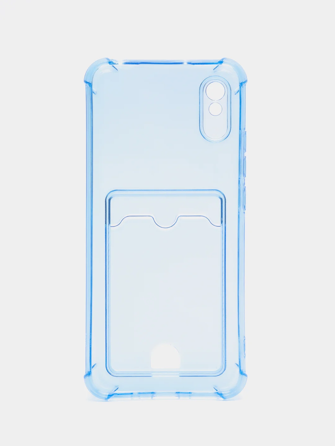 Голубой чехол для Xiaomi Redmi 9A, Сяоми Редми 9А прозрачный, с карманом для карты