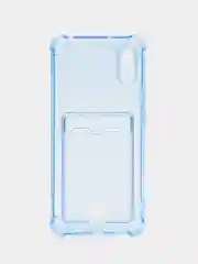 Голубой чехол для Xiaomi Redmi 9A, Сяоми Редми 9А прозрачный, с карманом для карты