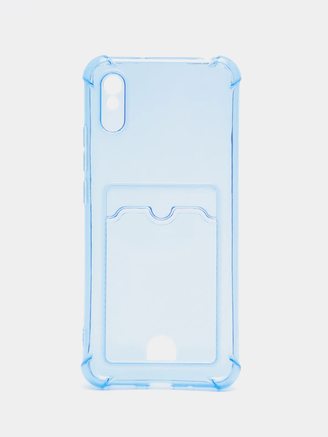 Голубой чехол для Xiaomi Redmi 9A, Сяоми Редми 9А прозрачный, с карманом для карты