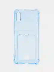 Голубой чехол для Xiaomi Redmi 9A, Сяоми Редми 9А прозрачный, с карманом для карты