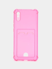 Чехол для Xiaomi Redmi 9A, Сяоми Редми 9А прозрачный, с карманом для карты