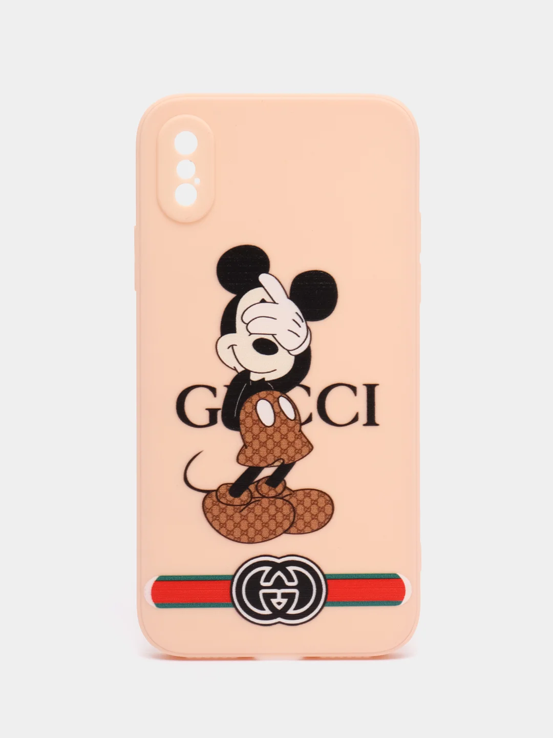 Розовый чехол с принтом на iPhone XS