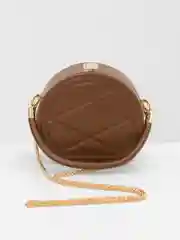 Коричневый сумка женская, круглая, через плечо