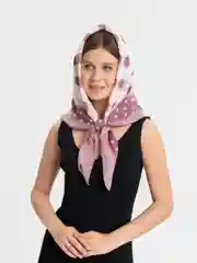Пастельно-коралловый платки в горошек, хлопок и бамбук