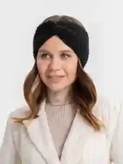 Черный повязка для волос вязаная, ручная работа