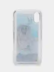 Серебряный силиконовый чехол с жидкими блестками для iPhone X/Xs