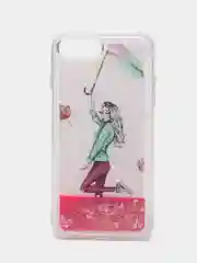 Розовый силиконовый чехол с жидкими блестками для iPhone 7P/8P