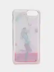 Розовый силиконовый чехол с жидкими блестками для iPhone 7P/8P