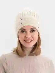 Бежевый шапка женская  тёплая