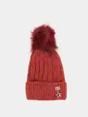 Багровый шапка женская, зимняя, вязанная
