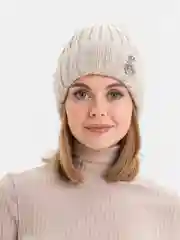 Светло-бежевый шапка женская зимняя КЕТ на флисе