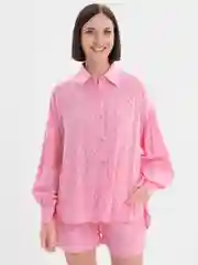 Розовый женский комплект с шортами из хлопка