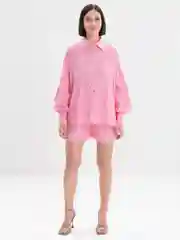 Розовый женский комплект с шортами из хлопка