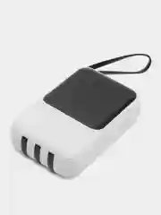 Белый power bank 10000/20000 mAh со встроенными 4 кабелями, внешний аккумулятор