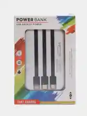 Белый power bank 10000/20000 mAh со встроенными 4 кабелями, внешний аккумулятор