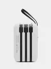 Белый power bank 10000/20000 mAh со встроенными 4 кабелями, внешний аккумулятор