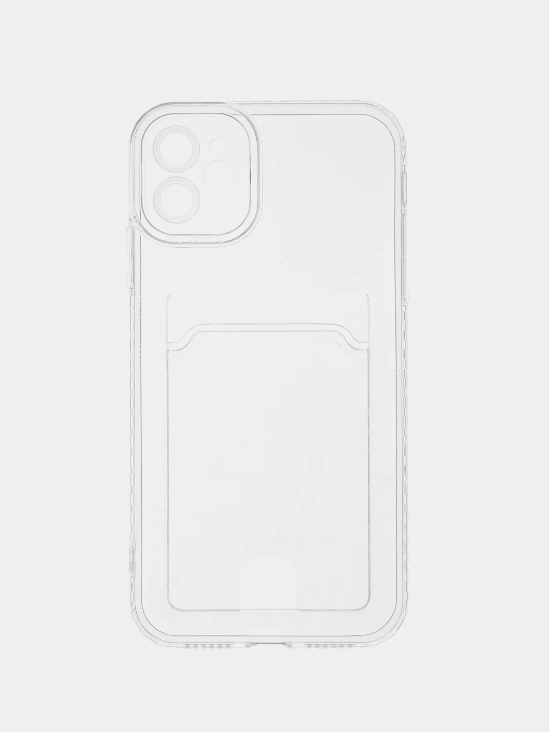 Чехол с карманом для карт на iPhone 7, 8, XR, 11, 12 13 Pro, Pro Max, прозрачный