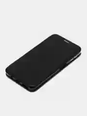 Черный чехол-книжка для Samsung Galaxy A 7 (2018), A7(2018), экокожа (Самсунг А7(2018), А7 2018