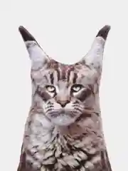 Серый меланж мягкая подушка Кошка/Кот, реалистичная