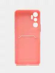 Пудровый силиконовый чехол для Infinix Hot 20 4G, c отсеком для карт (Инфиникс Хот 20), прозрачный
