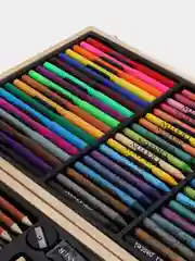 Набор для рисования BluePink Hearts, 100 предметов, в деревянном чемодане