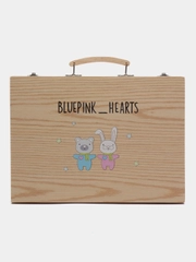 Набор для рисования BluePink Hearts, 100 предметов, в деревянном чемодане
