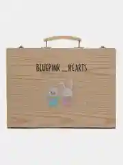 Набор для рисования BluePink Hearts, 100 предметов, в деревянном чемодане