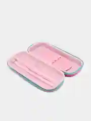 Розовый пенал школьный, с канцелярией, Blue Pink Hearts, 11 предметов