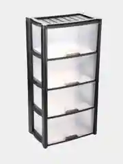 Черный комод для хранения "Колорит", пластик, 475 х 300 х 940 мм, комод 4 ящика